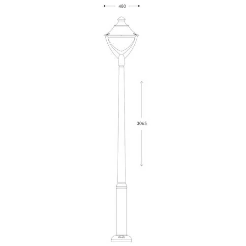 Парковый фонарь FUMAGALLI P50.362.000.AXR1L, EKTOR 2500/BEPPE 400 черный, прозр., 1xE27 LED-HIP с лампой 1500Lm, 4000К - Amppa.ru