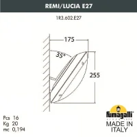 Уличное бра Fumagalli Remi/Lucia 1R3.602.000.WYE27OR1 белый/оранж., опал