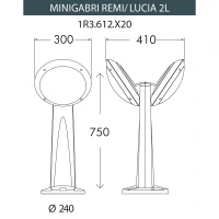 Уличный фонарь столб Fumagalli Mini Gabri Remi/Lucia 2L, 1R3.612.X20.AYE27BU1, черный/синий, опал