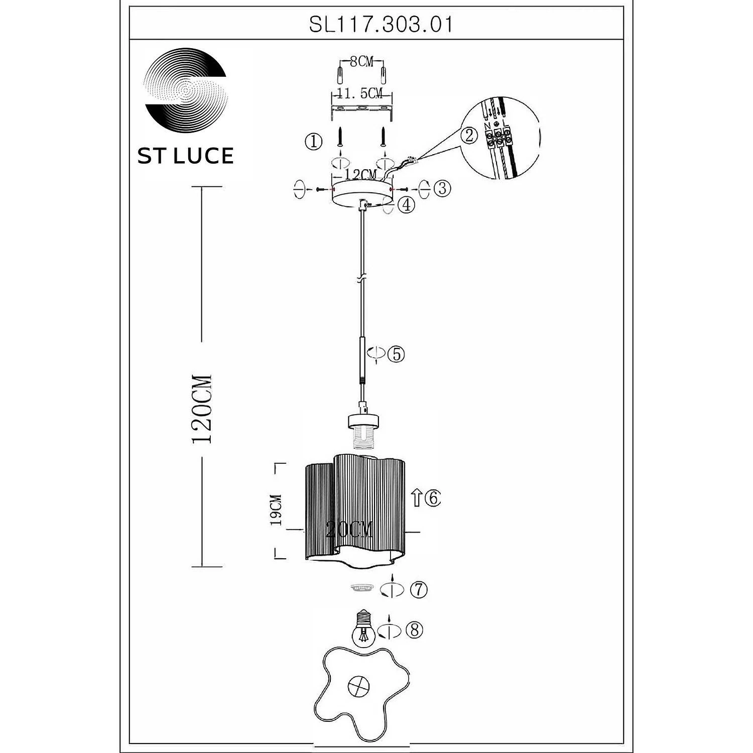 SL117.303.01 Подвес ST-Luce Бронзовый/Янтарный E27 1*60W ONDE - Amppa.ru