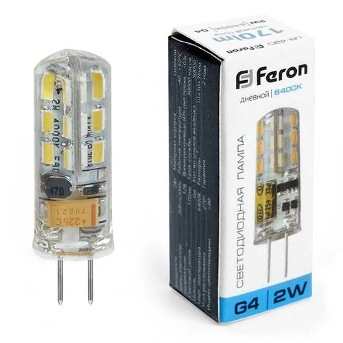 Лампа светодиодная Feron LB-420 G4 2W 12V 6400K, 25859 - Amppa.ru