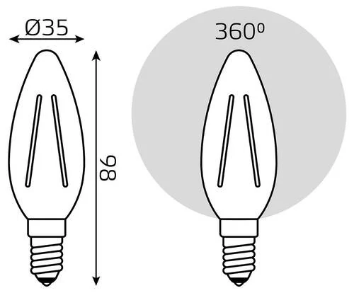 Набор ламп светодиодных Gauss Filament E14 7Вт 2700K 103901107T - Amppa.ru