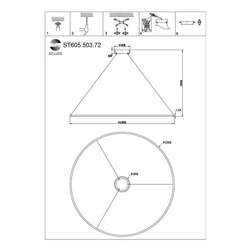 ST605.503.72 Cветильник подвесной SMART ST-Luce Белый/Белый LED 1*72W 2800-6500K Подвесные светильники