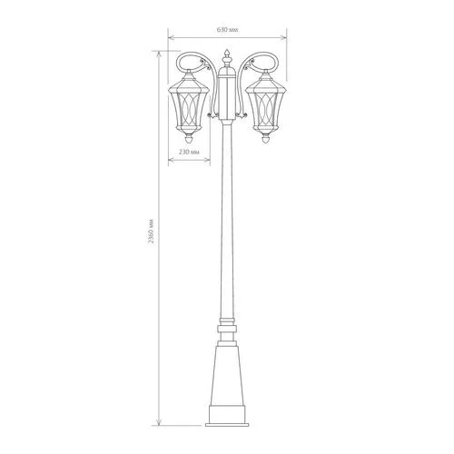 Virgo F/2 капучино уличный двухрожковый светильник на столбе IP44 GLXT-1450F/2 (Elektrostandard, a031925) - Amppa.ru