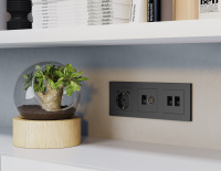 Комплект мех-ма розетки компьютерной + TV оконечной RJ-45 с автоматической защитной шторкой ALFA Графит мягкое касание QUANT (AP9125, VM195) (Ambrella Volt, MA912510)