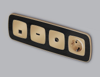 Лицевая панель OMEGA (Шампань) для электрической розетки с/з со шторками QUANT (Ambrella Volt, OP6070)