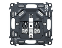 Механизм электрической розетки 2USB С+C 20W (быстрая зарядка) с/з на винтовых зажимах 16A-250V QUANT (Ambrella Volt, VM165)