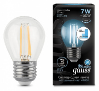 Лампа светодиодная Gauss LED Filament Globe E27 7Вт 4100K 105802207-S